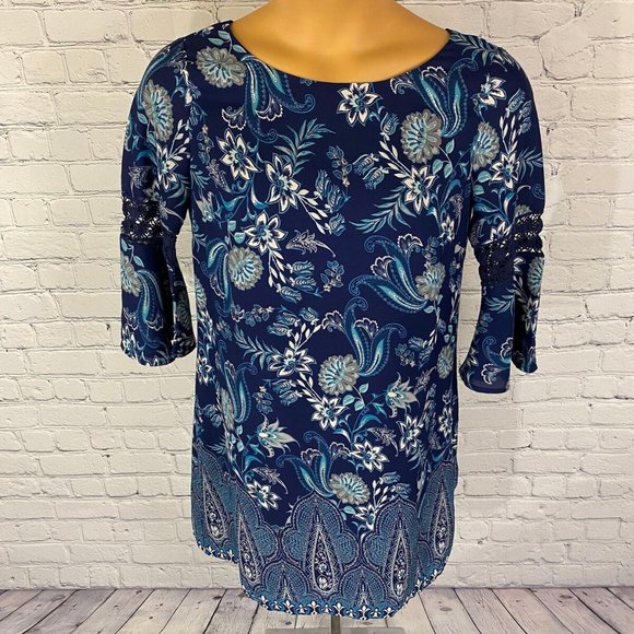 Luxology Dresses & Skirts - Luxology Blue Boho Floral  Paisley  Shift  Dress